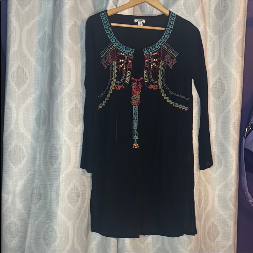 Old Navy Long Sleeve Knee Length Dress Black Size M